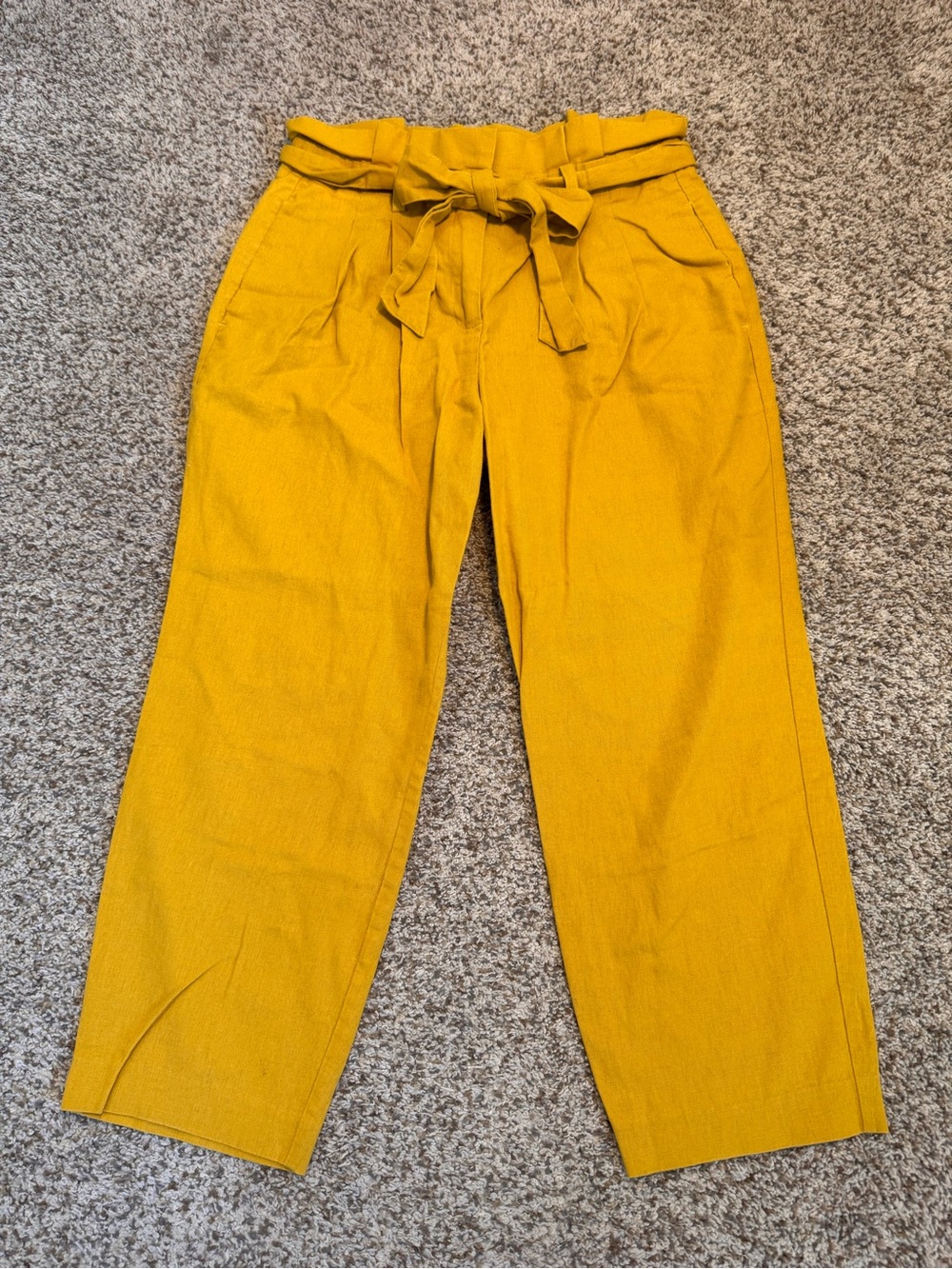 Boden St Ives Paperbag-Waist Cropped Leg Pants in Mustard - 4 Petite